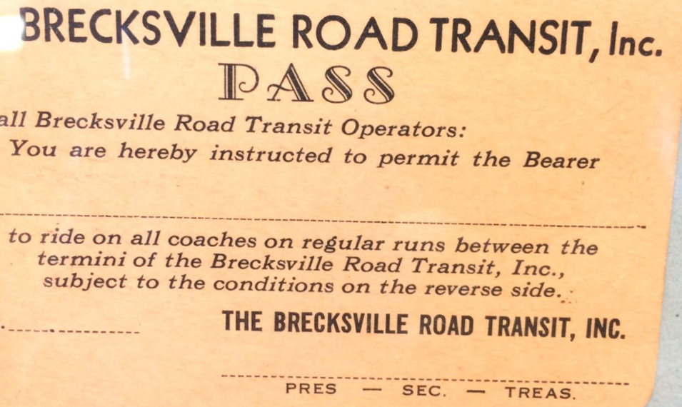 Old Ticket, BRT Charter Service, Ohio bus rental